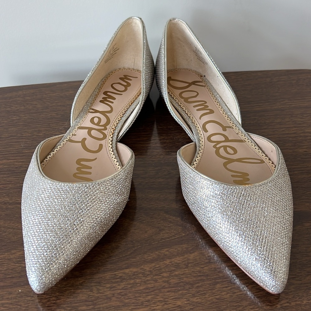 Sam Edelman Glittering “RODNEY” Gold / Silver Pointed Flats Size 9M